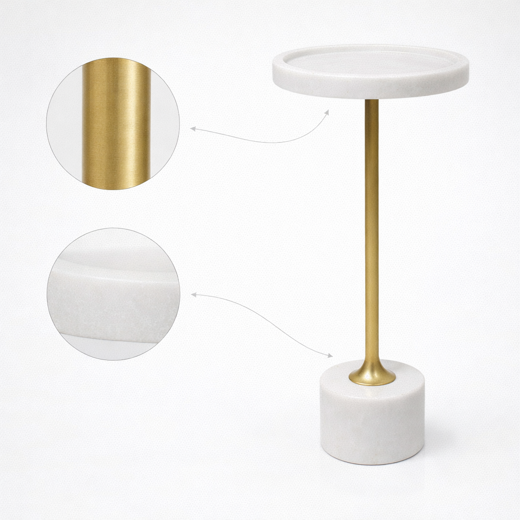 Handcrafted side table-Natural marble Top