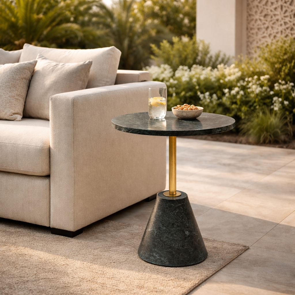Handcrafted Side Table – Natural Marble Top