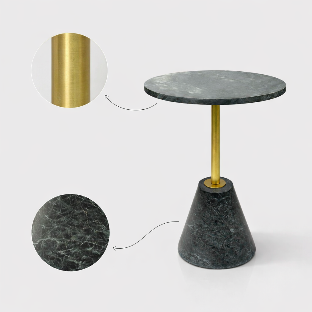 Handcrafted Side Table – Natural Marble Top