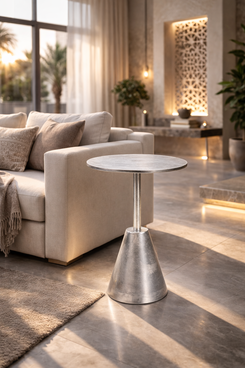 Handcrafted side table crafted from premium-grade Aluminum