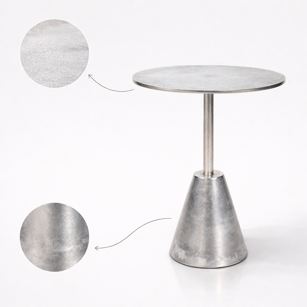 Handcrafted side table crafted from premium-grade Aluminum