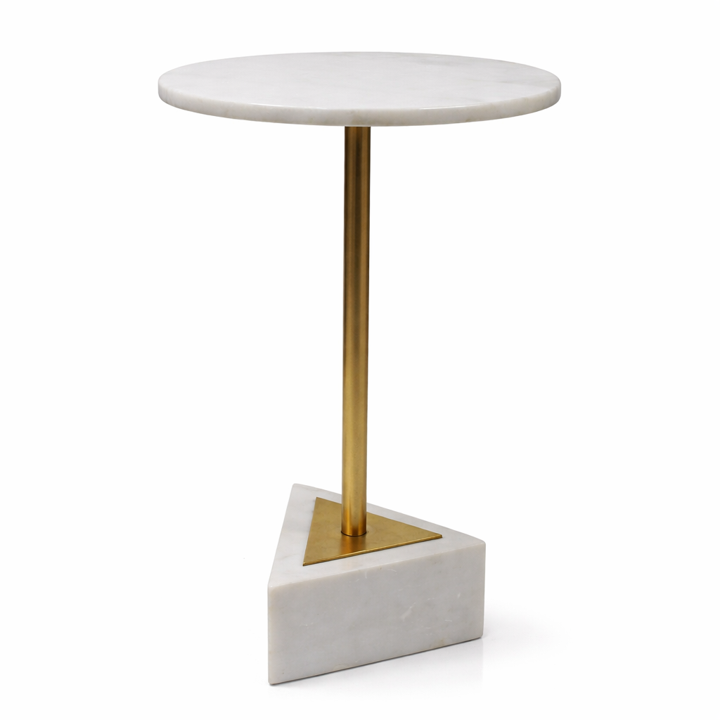Handcrafted Side Table – Natural Marble Top