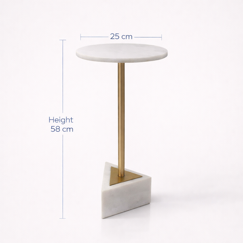 Handcrafted Side Table – Natural Marble Top