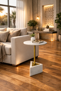 Handcrafted Side Table – Natural Marble Top