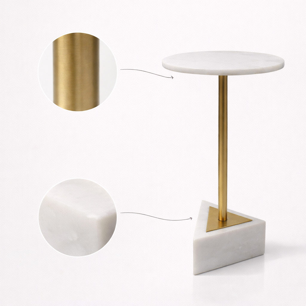 Handcrafted Side Table – Natural Marble Top