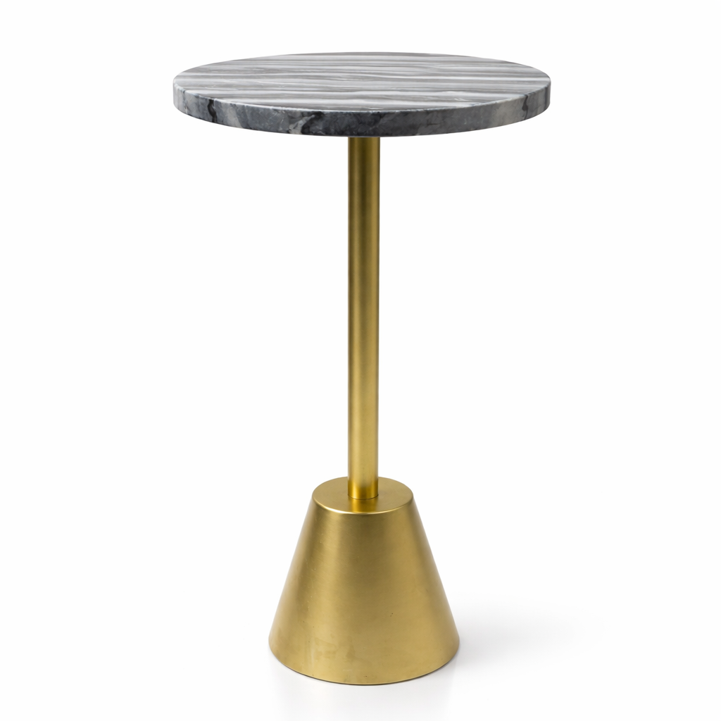 Handcrafted side table with a natural marble top