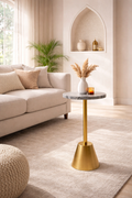 Handcrafted side table with a natural marble top