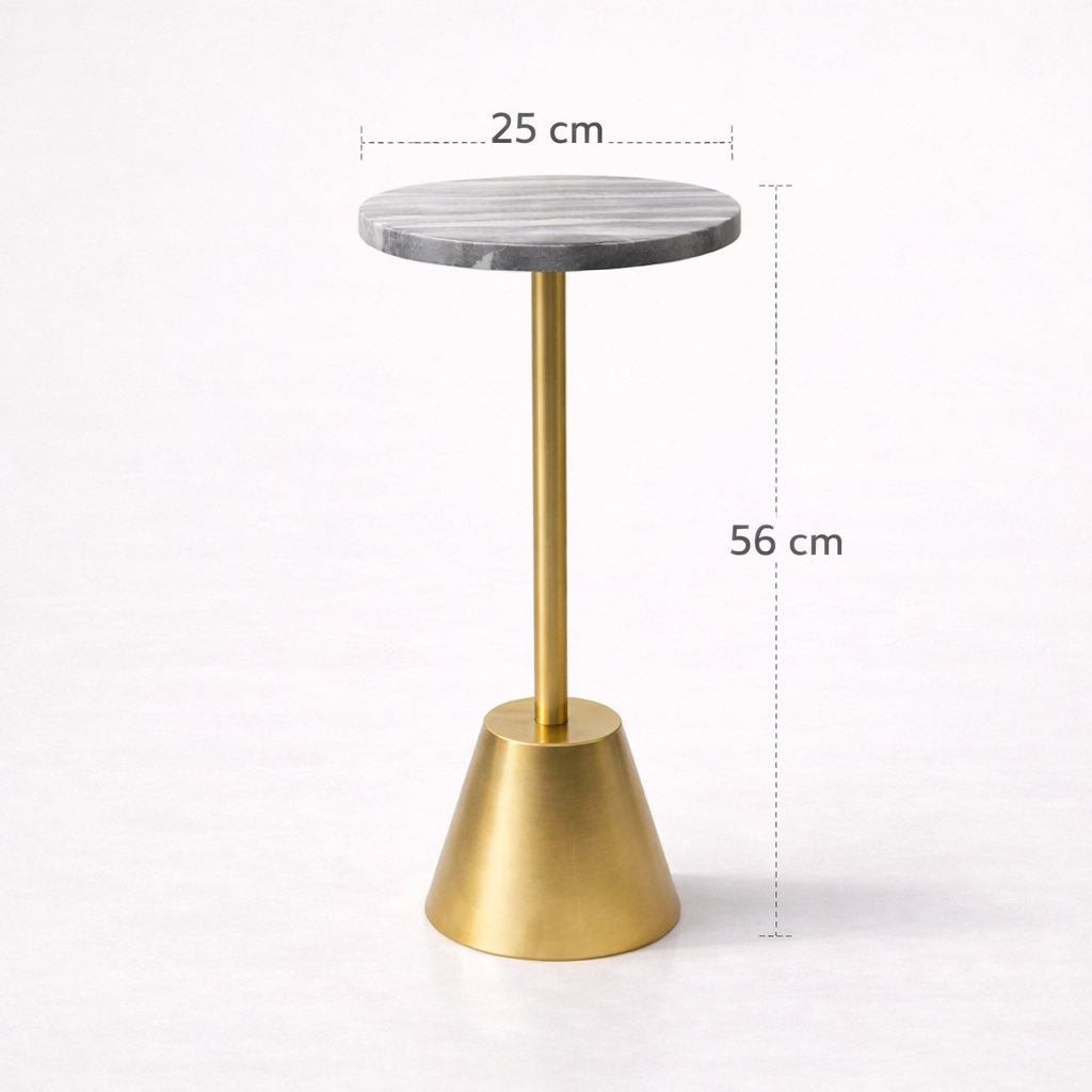 Handcrafted side table with a natural marble top