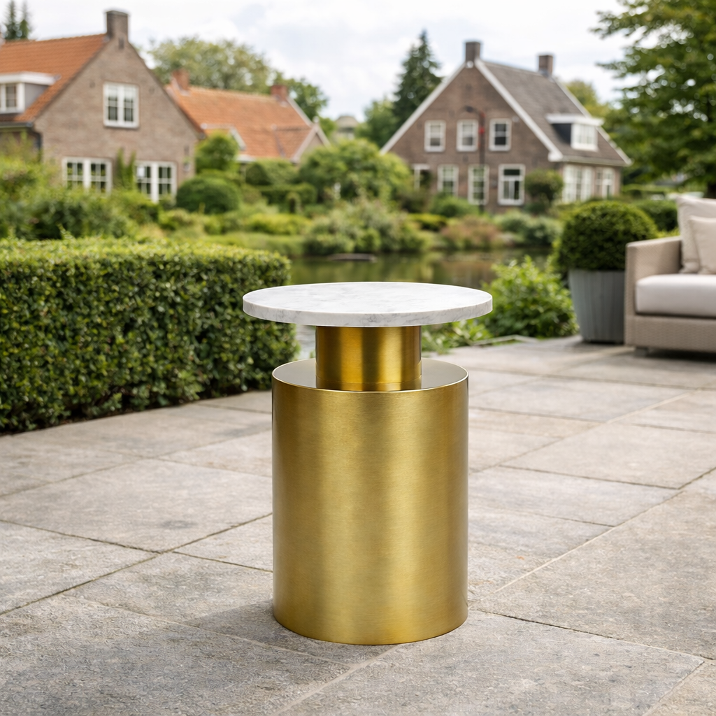 Handcrafted side table with Marble TOP