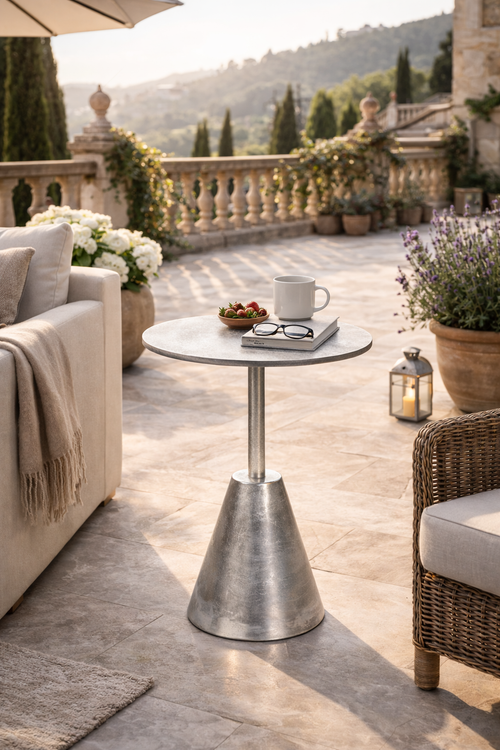 Handcrafted side table crafted from premium-grade Aluminum
