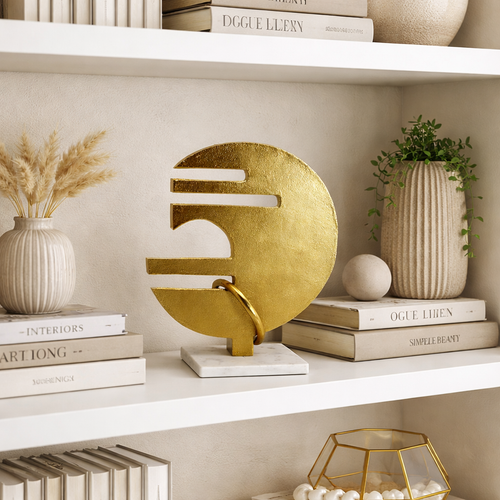 Handcrafted Decorative Tabletop with Natural Marble Base