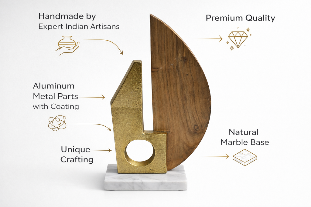 Handcrafted Tabletop Showpiece on Natural Marble Base