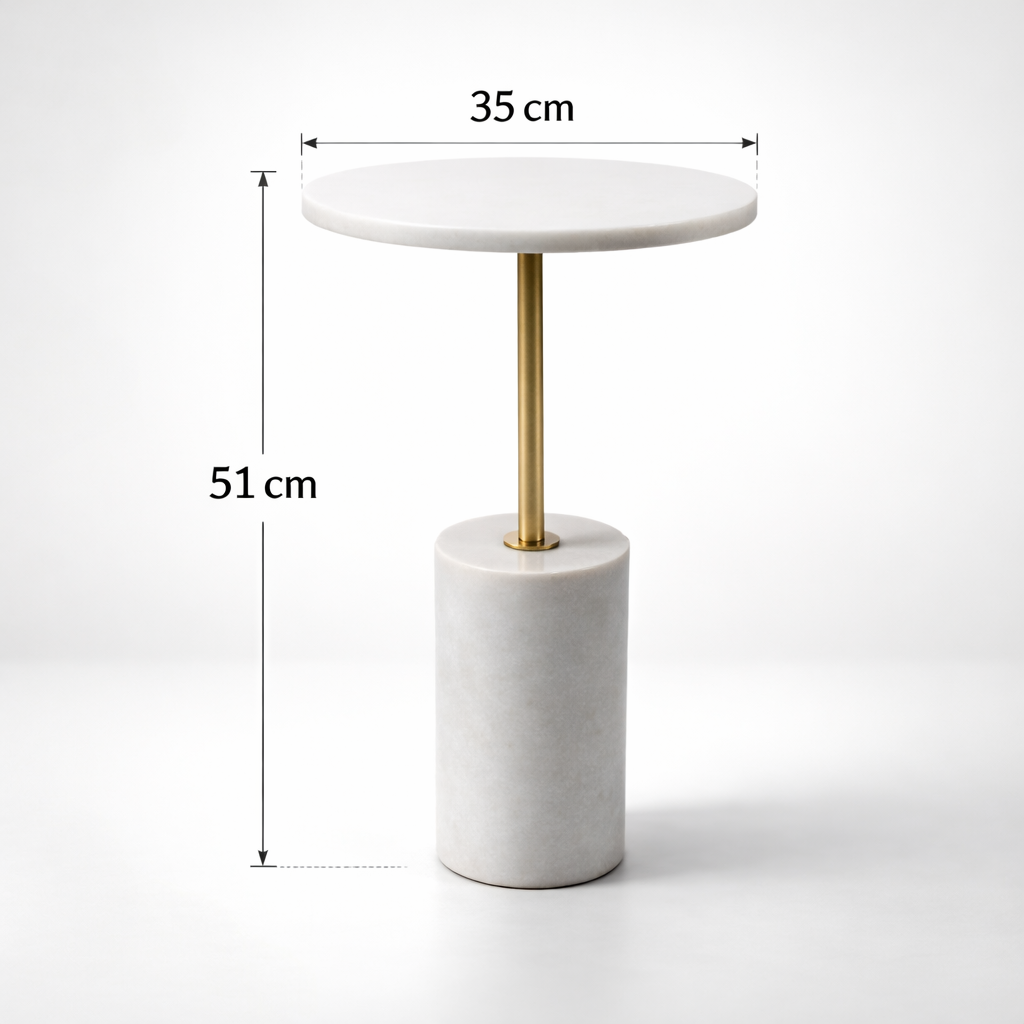 Handcrafted Side Table – Natural Marble Top