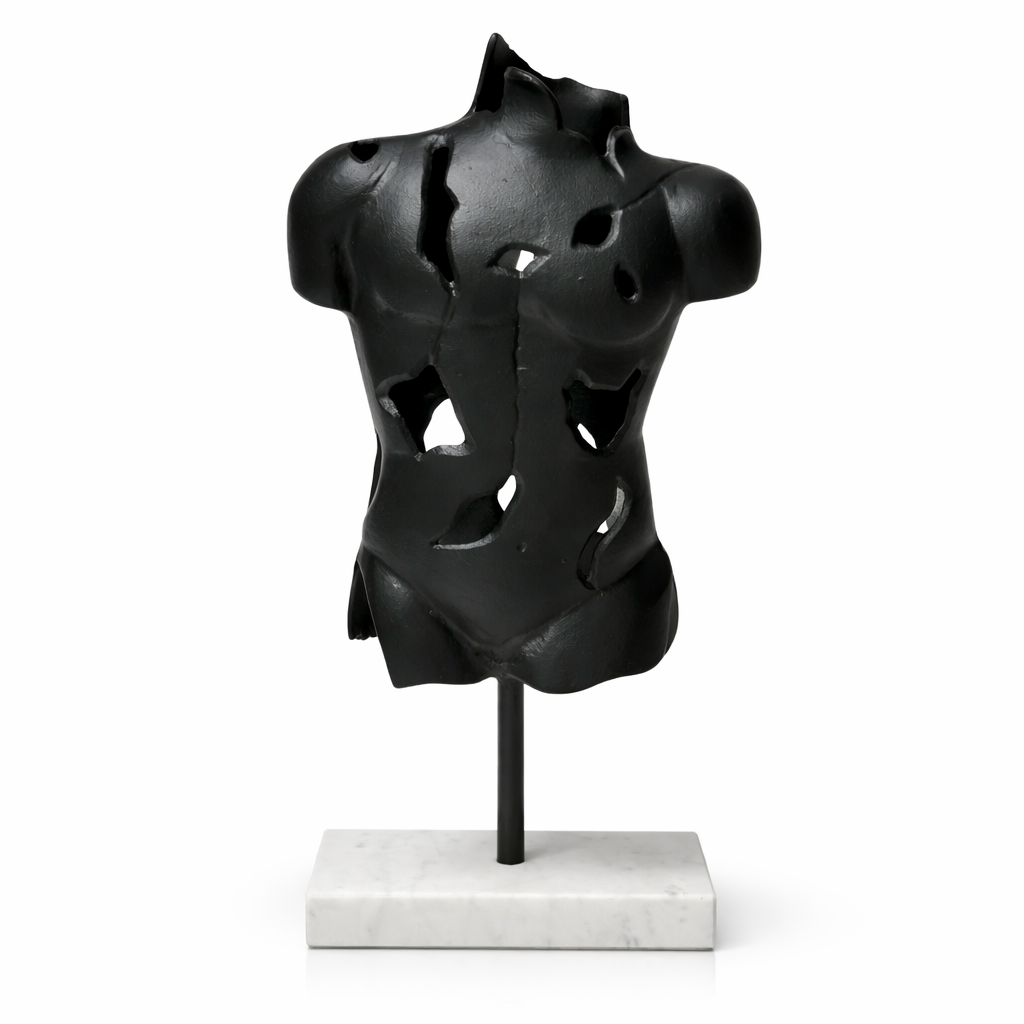 Handcrafted Tabletop Man Body Sculpture on Natural Marble Base