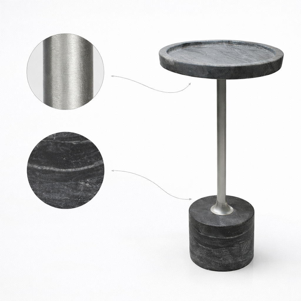Handcrafted side Table- Natural marble Top