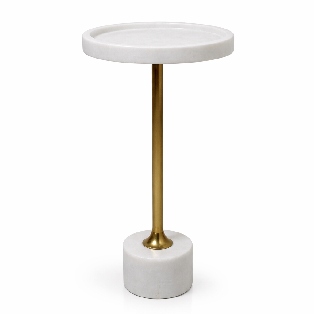 Handcrafted side table-Natural marble Top