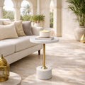 Handcrafted side table-Natural marble Top