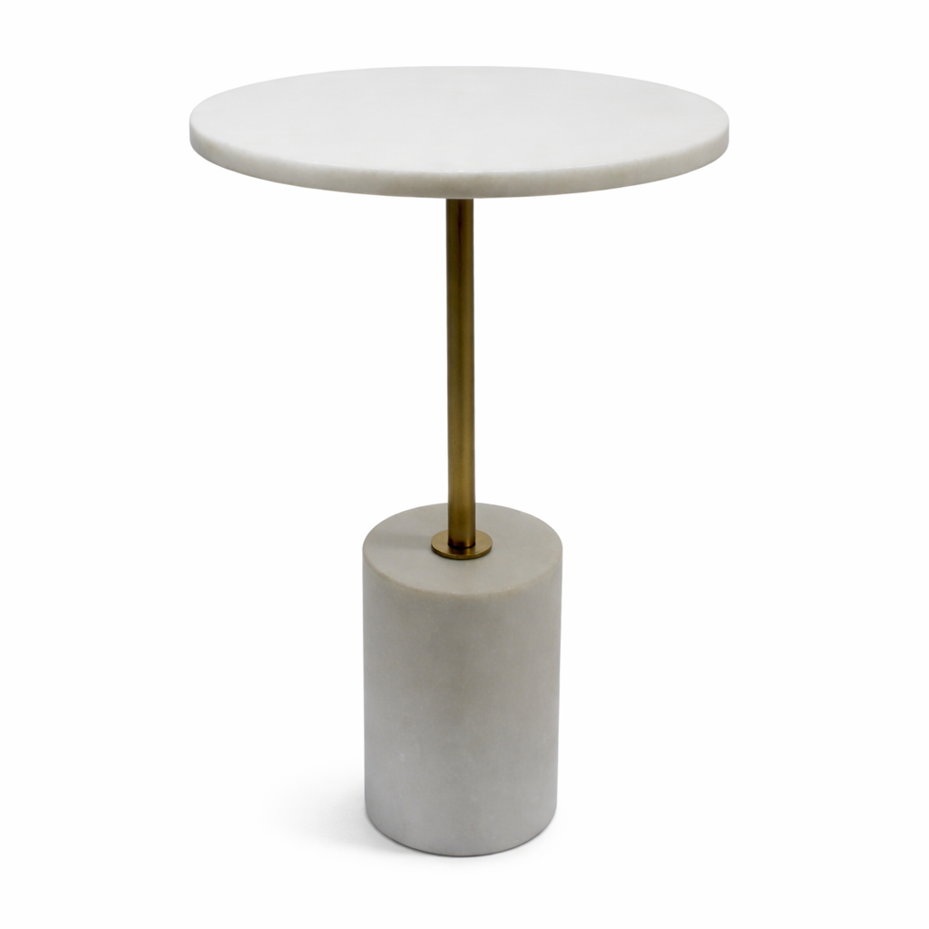 Handcrafted Side Table – Natural Marble Top
