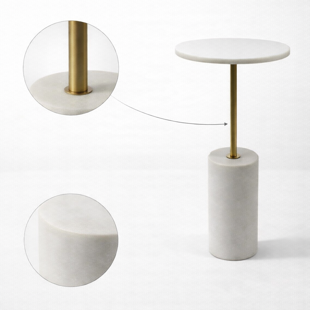 Handcrafted Side Table – Natural Marble Top