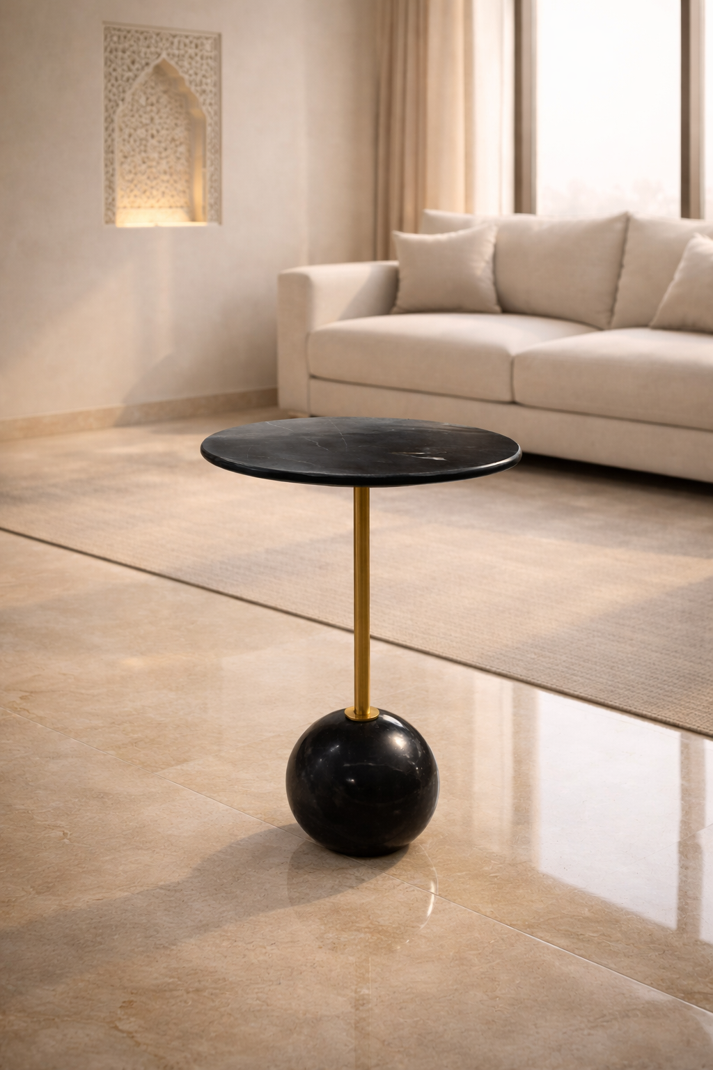 Handcrafted Side Table – Natural Marble Top