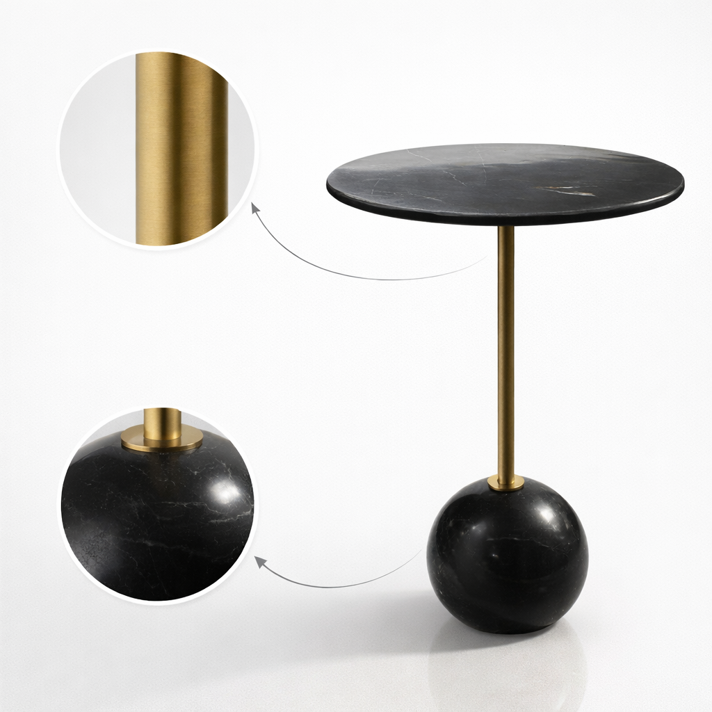 Handcrafted Side Table – Natural Marble Top