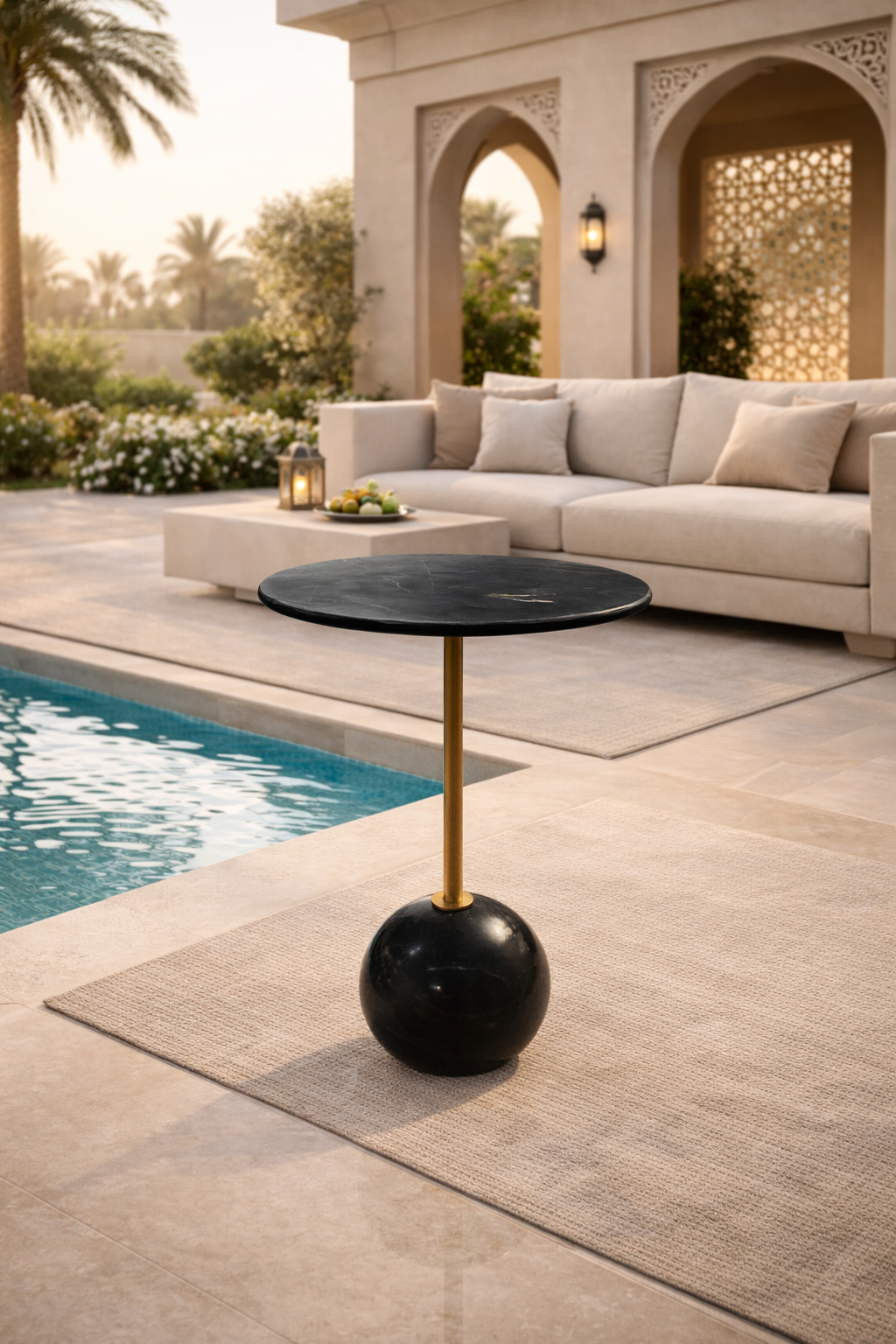 Handcrafted Side Table – Natural Marble Top
