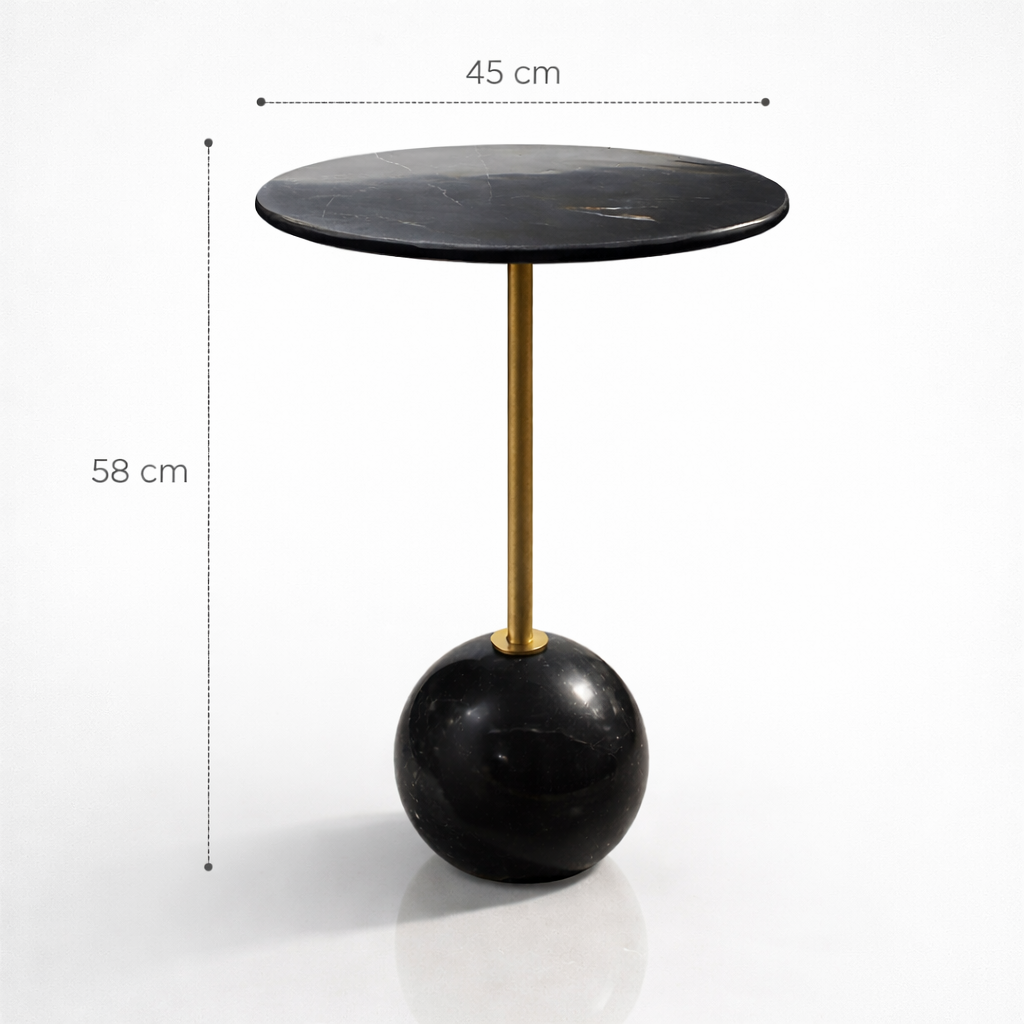 Handcrafted Side Table – Natural Marble Top