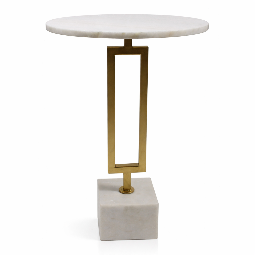Handcrafted Side Table – Natural Marble Top