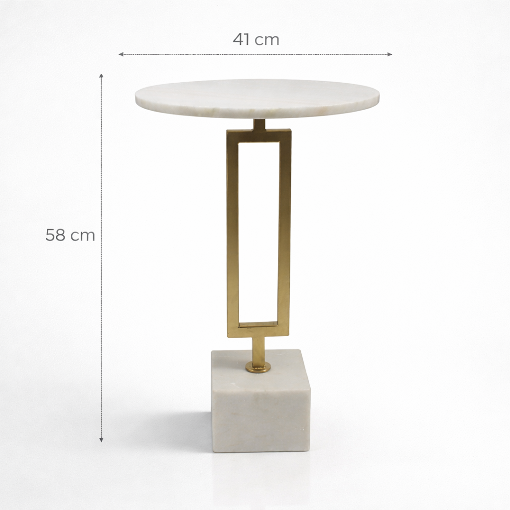 Handcrafted Side Table – Natural Marble Top