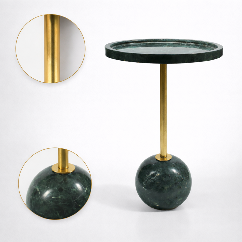 Handcrafted Side Table – Natural Marble Top