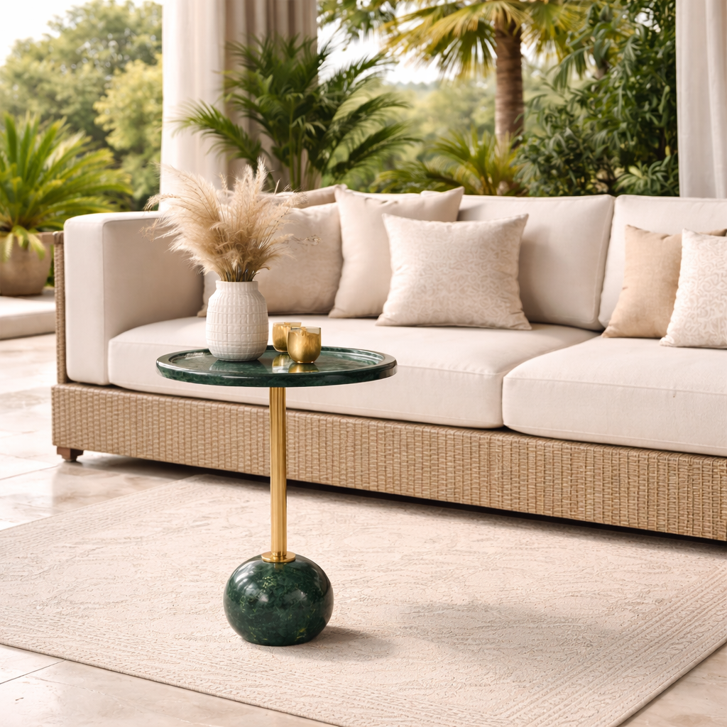 Handcrafted Side Table – Natural Marble Top