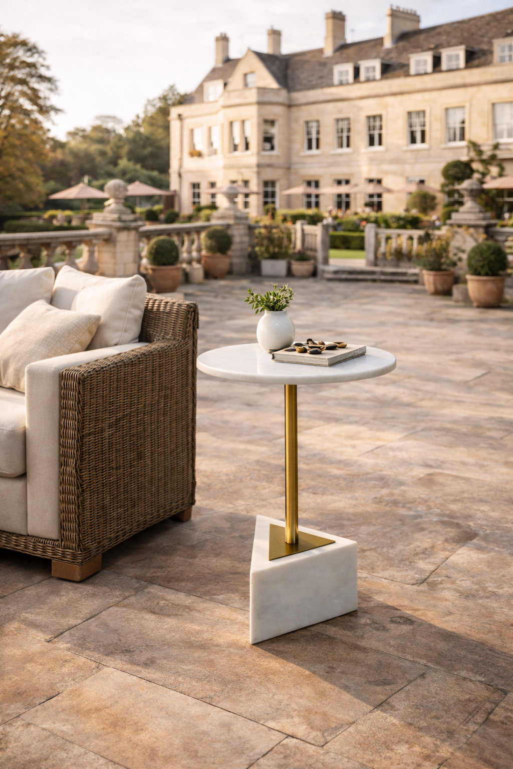 Handcrafted Side Table – Natural Marble Top