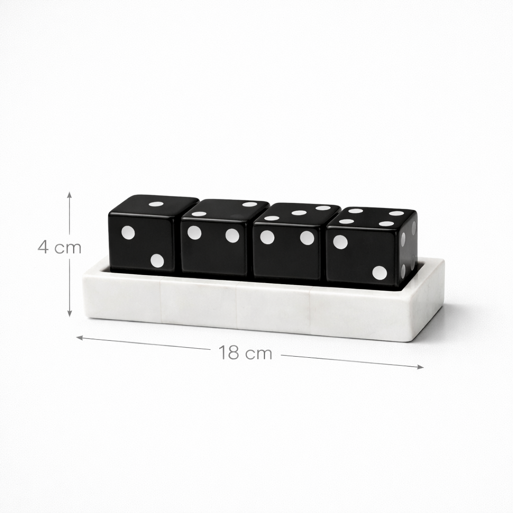 قطعة عرض طاولة ديكور مصنوعة يدويًا - صينية مع نرد
