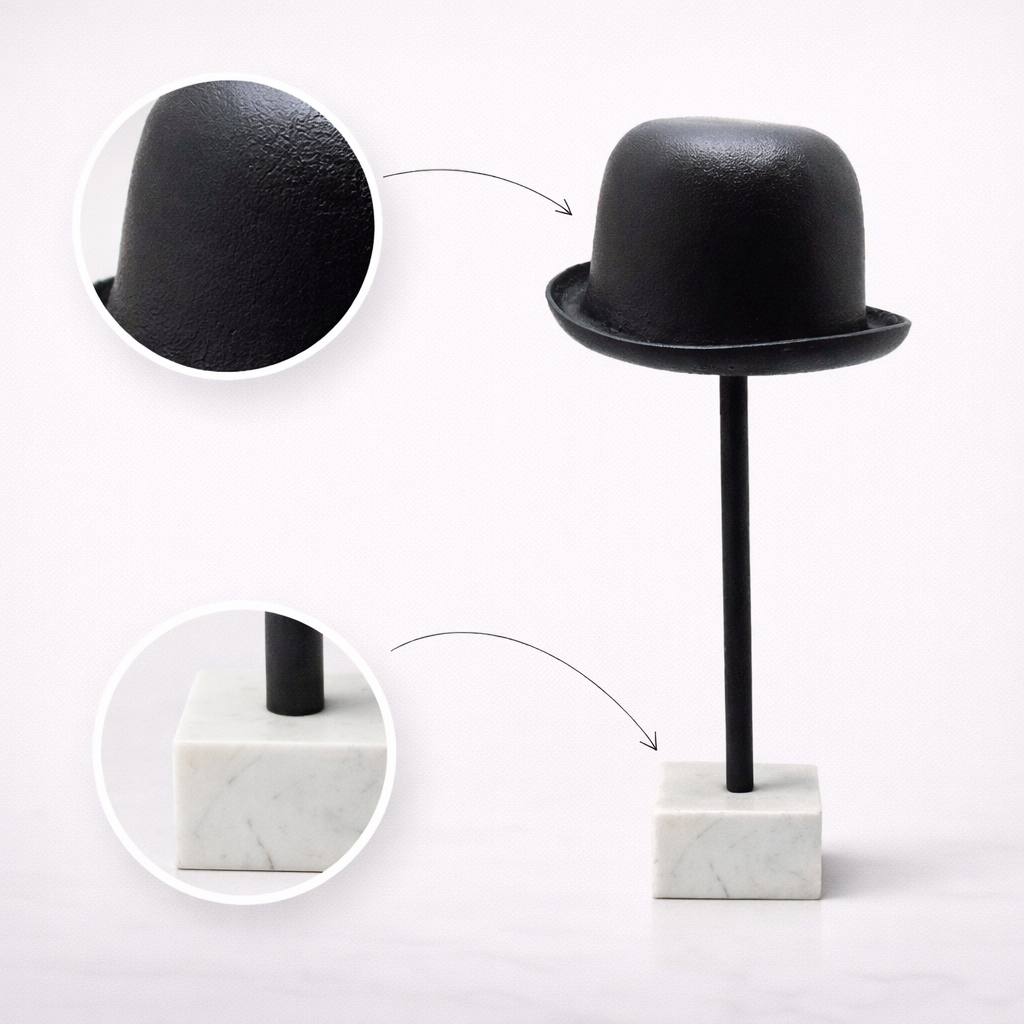 Handcrafted tabletop decor piece with a natural marble base-Cap