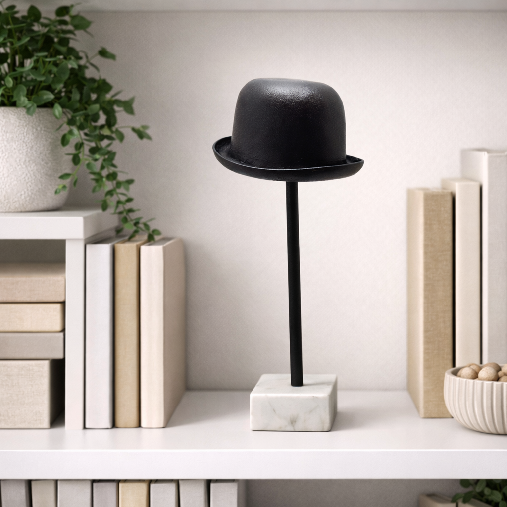 Handcrafted tabletop decor piece with a natural marble base-Cap