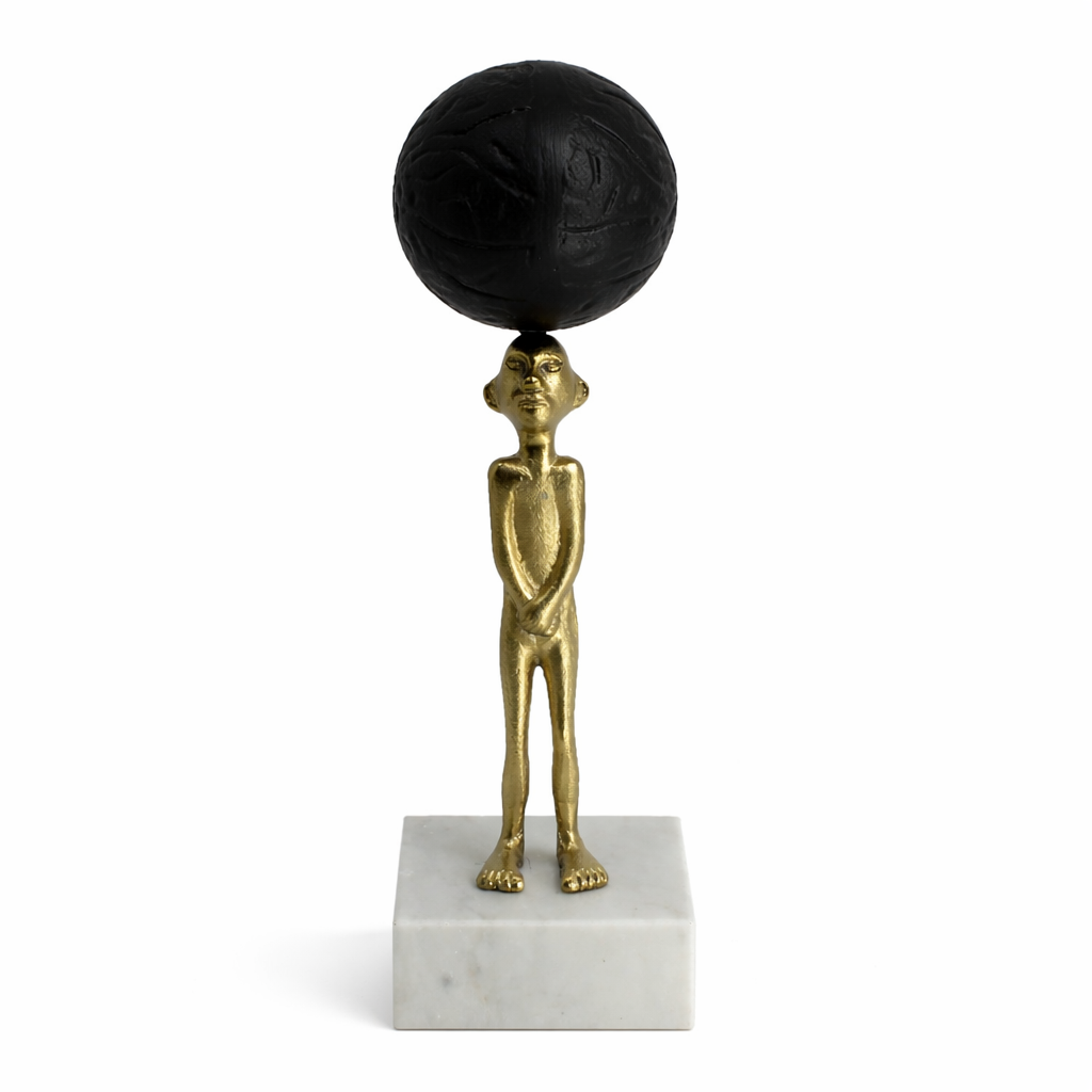 Handcrafted Tabletop Showpiece – Man with Ball on Head