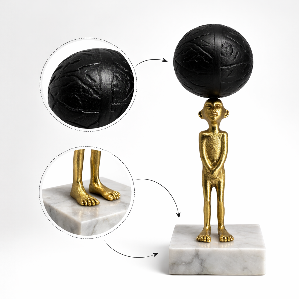 Handcrafted Tabletop Showpiece – Man with Ball on Head