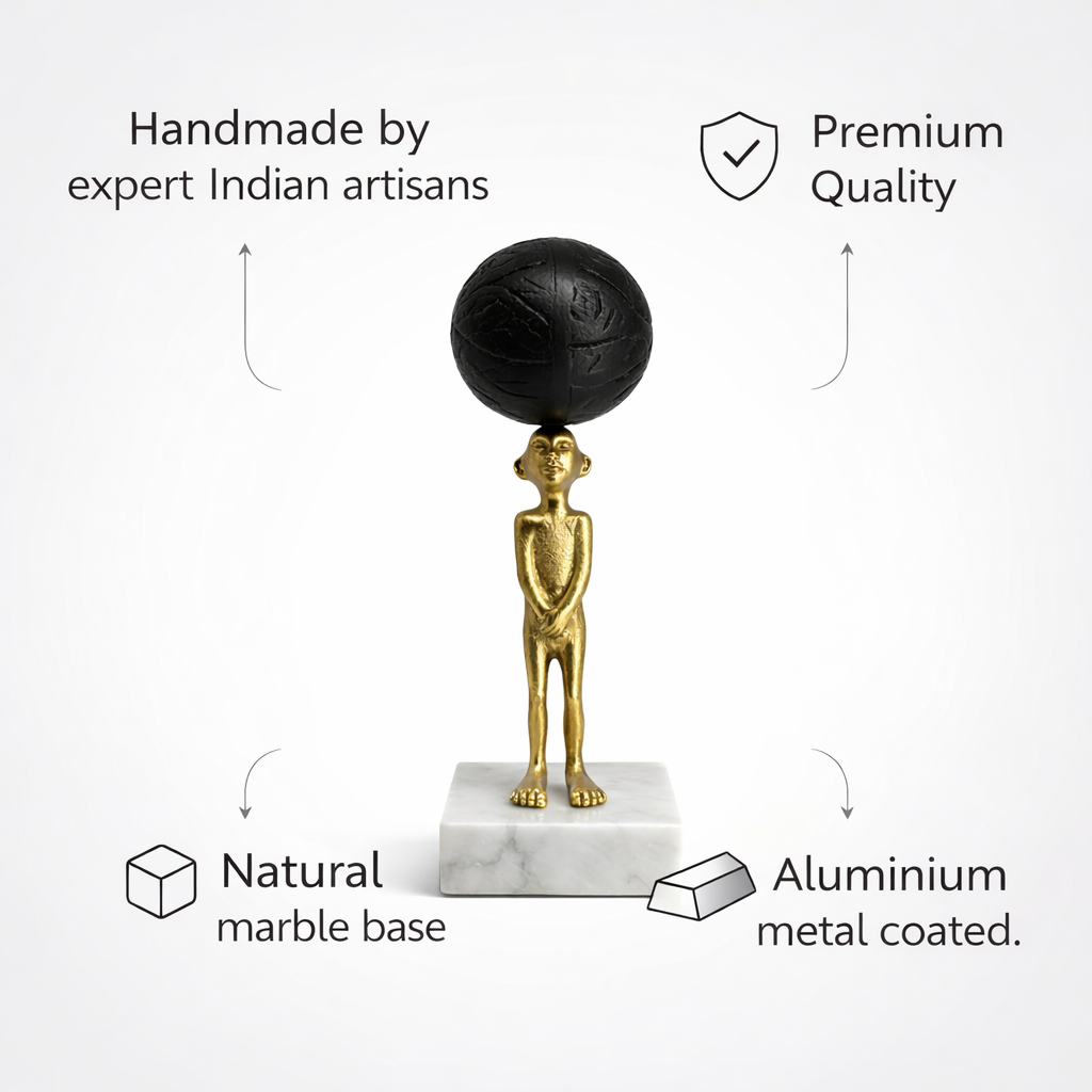 Handcrafted Tabletop Showpiece – Man with Ball on Head