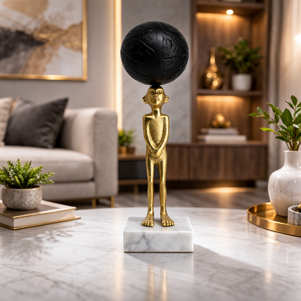 Handcrafted Tabletop Showpiece – Man with Ball on Head