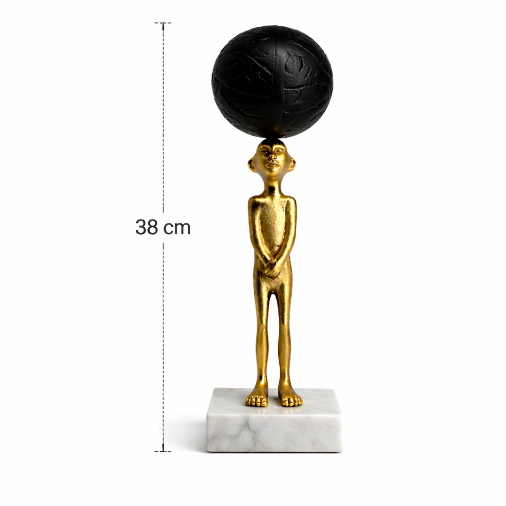 Handcrafted Tabletop Showpiece – Man with Ball on Head