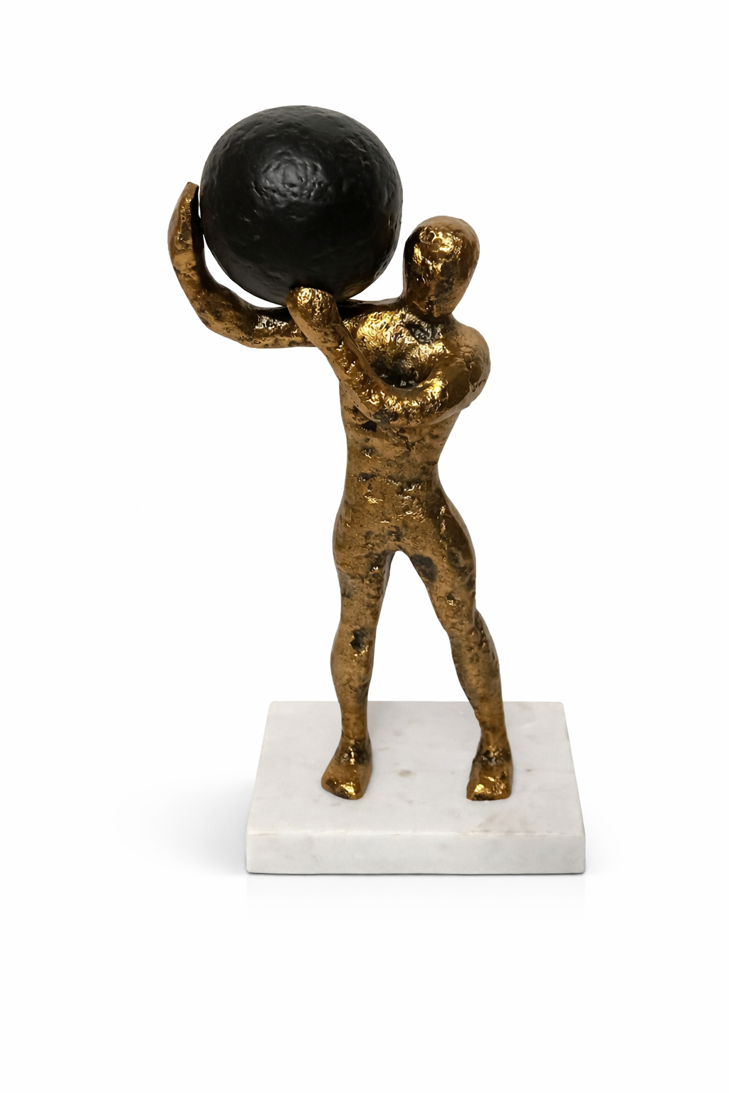 Handcrafted Tabletop accessory on Natural Marble Base – Man with Ball