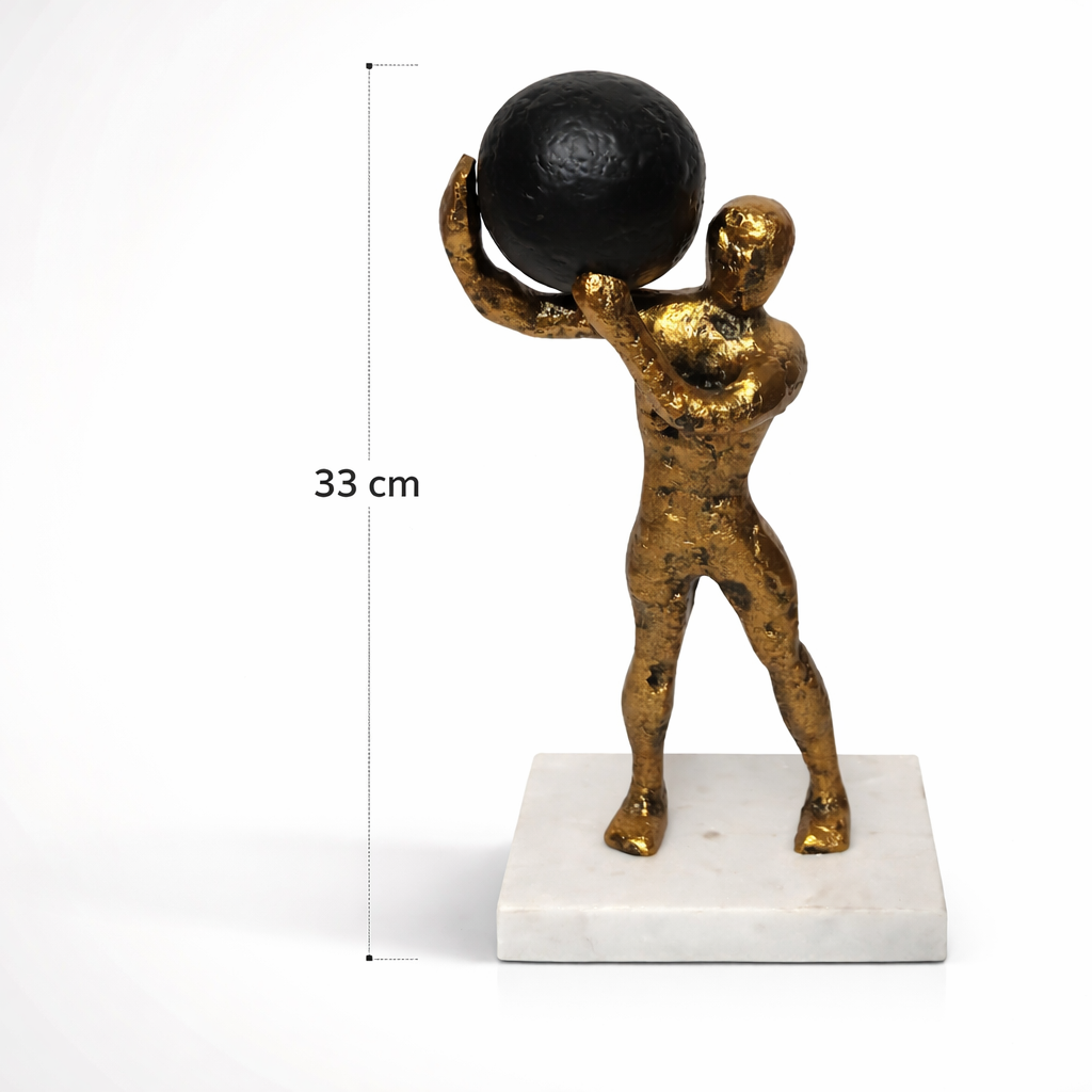 Handcrafted Tabletop accessory on Natural Marble Base – Man with Ball