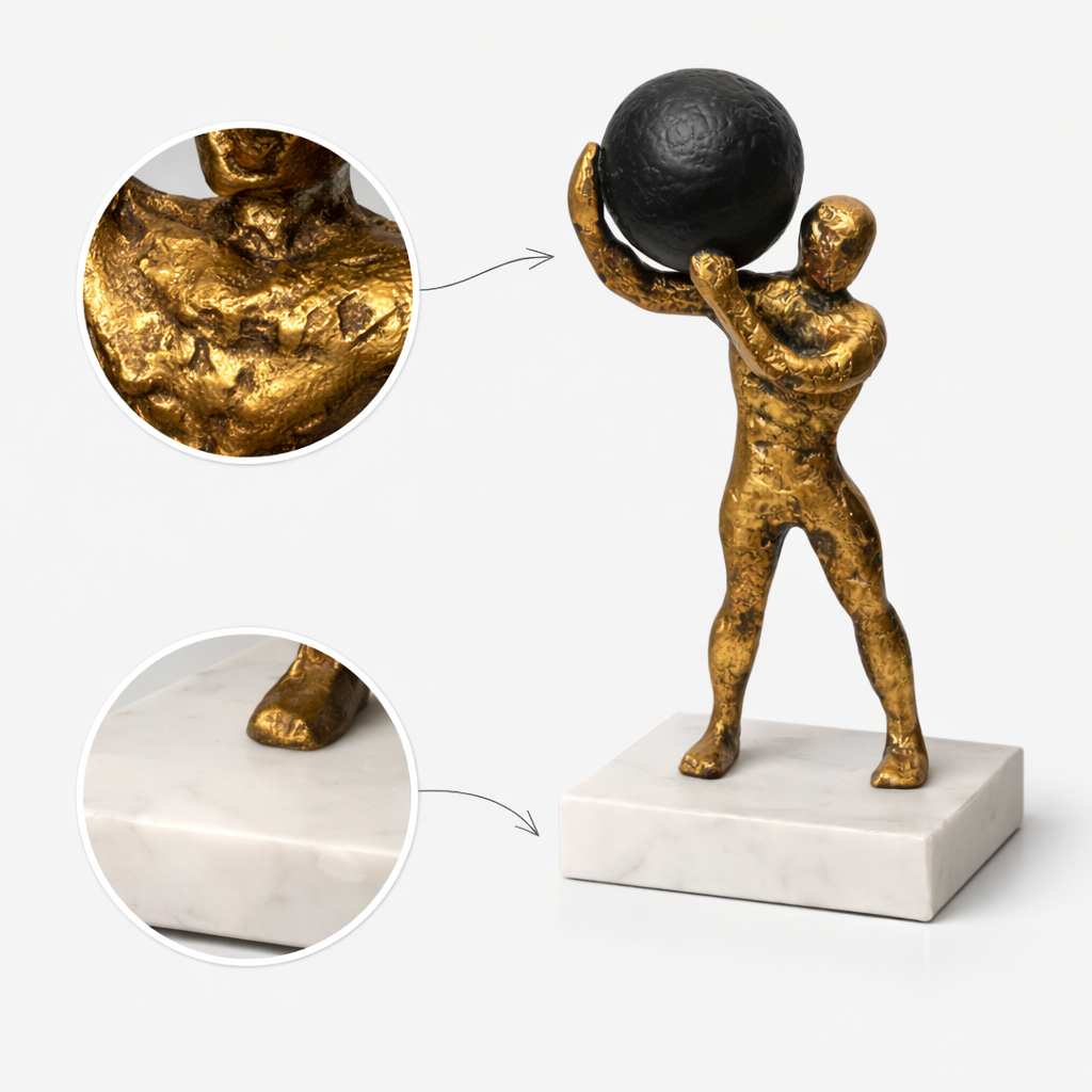 Handcrafted Tabletop accessory on Natural Marble Base – Man with Ball