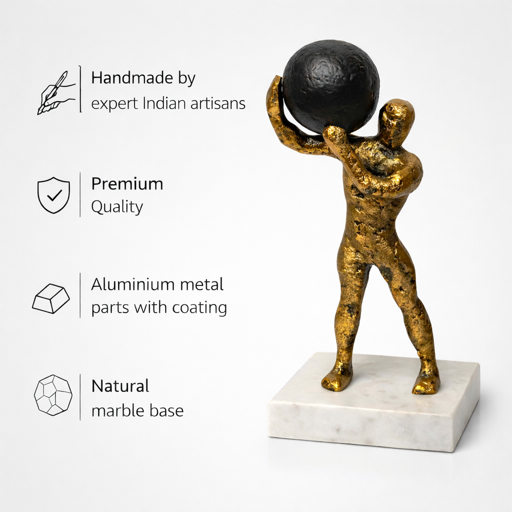 Handcrafted Tabletop accessory on Natural Marble Base – Man with Ball