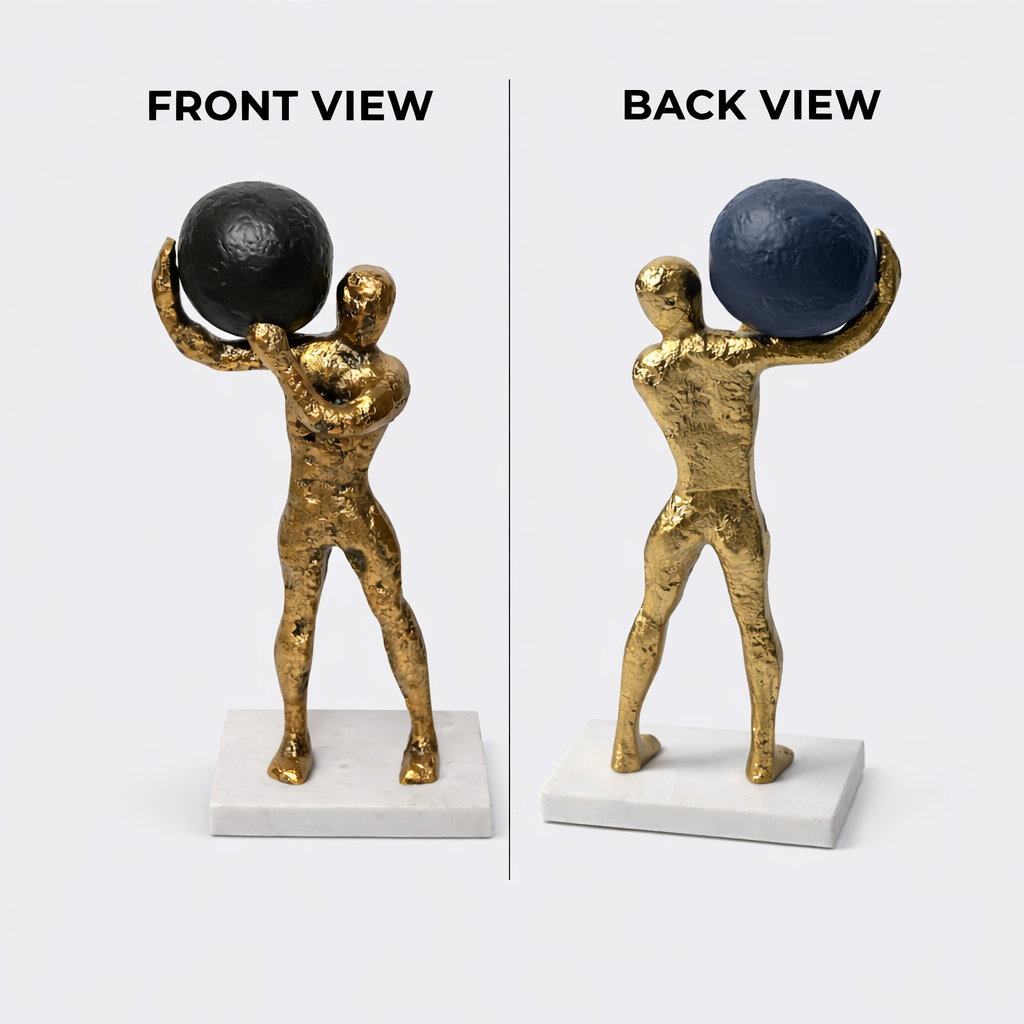 Handcrafted Tabletop accessory on Natural Marble Base – Man with Ball