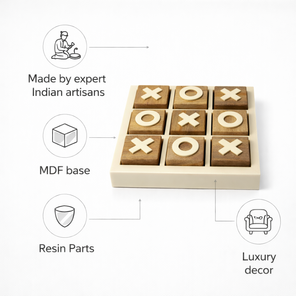 Handcrafted tabletop showpiece-Tic Tac Toe